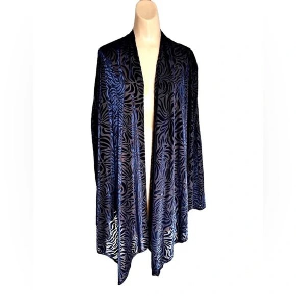 Ruby Rd. Jackets & Blazers - Ruby Rd Blue Open Front Cardigan Women XL